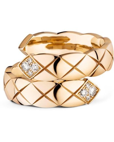 Chanel Beige Gold And Diamond Coco Crush Ring - Metallic