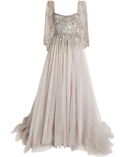 Jenny Packham Embellished Bunny Blooms Gown - Grey