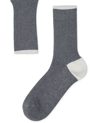 Brunello Cucinelli Cotton Ribbed Socks - Grey