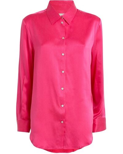 Asceno Silk London Pajama Shirt - Pink