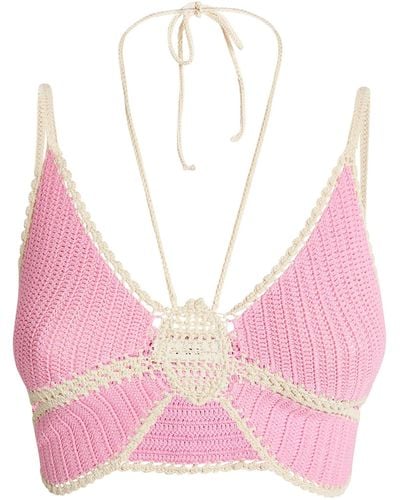 Sandro Crochet Butterfly Top - Pink