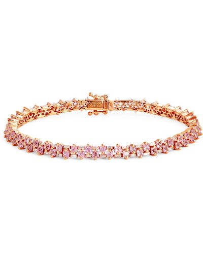 Suzanne Kalan Rose Gold, Diamond And Pink Sapphire Flexible Tennis Bracelet - Metallic
