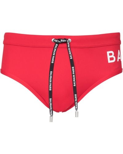 Balmain Logo Swim Briefs - Red