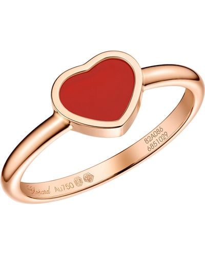 Chopard Rose Gold And Carnelian My Happy Hearts Ring - Metallic