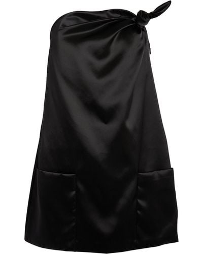 Louisa Ballou Satin Knot-detail Mini Dress - Black