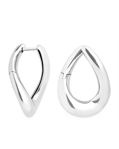 Astrid & Miyu Rhodium-plated Silver Molten Hoop Earrings - Metallic