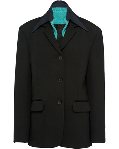 Prada Wool Gabardine Single-breasted Jacket - Black