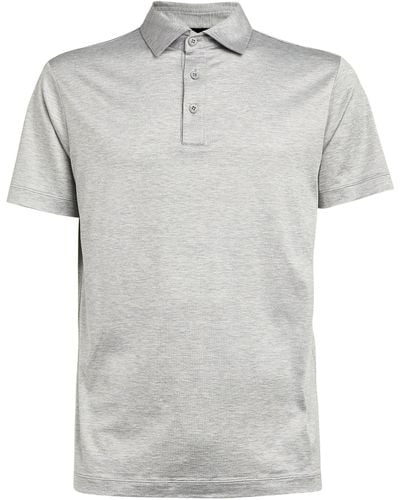 Giorgio Armani Silk-cotton Polo Shirt - Gray