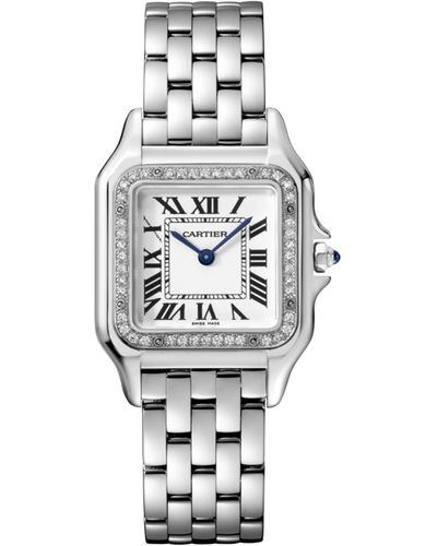 Cartier Small Stainless Steel And Diamond Panthère De Watch 37mm - White