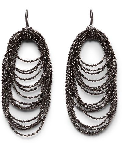 Brunello Cucinelli Glass Monili Hoop Earrings - Metallic