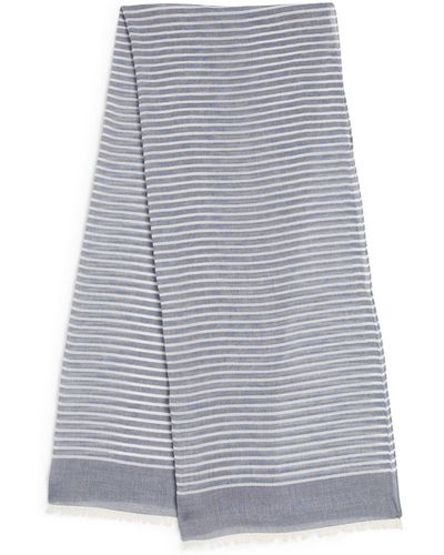 Emporio Armani Cotton Striped Scarf - Grey