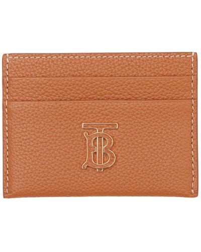 Burberry Leather Tb Monogram Card Holder - Brown