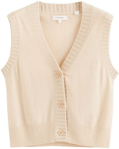 Chinti & Parker Wool-cashmere Buttoned Sweater Vest - Natural