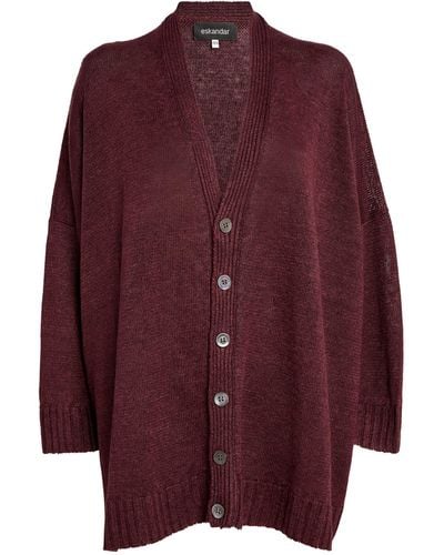 Eskandar Linen Sleeveless V-neck Sweater - Purple