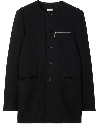 Burberry Wool Round-neck Coat - Black