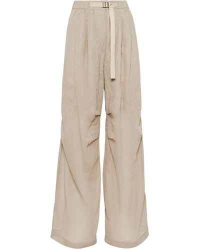 Brunello Cucinelli Cotton Wide-leg Pants - Natural