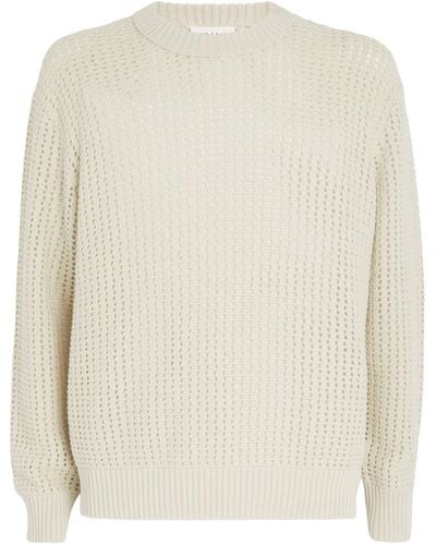 FRAME Wool-cotton Crochet Sweater - White