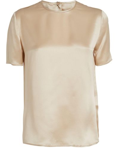 Eleventy Silk Short-sleeve Blouse - Natural