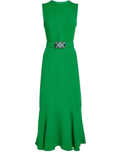Andrew Gn Belted Mermaid Midi Dress - Green