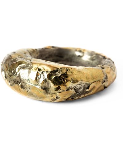Parts Of 4 Yellow Gold-plated Acid-treated Sterling Silver Mountain Ring - Metallic
