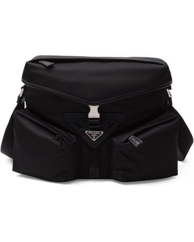 Prada Re-nylon And Calf Leather Shoulder Bag - Black