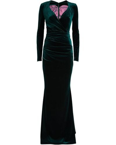 Talbot Runhof Exclusive Velvet V-neck Gown - Black