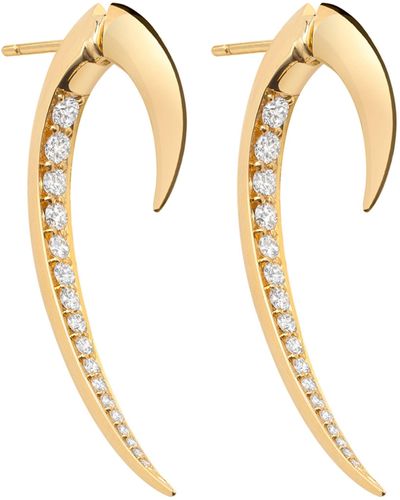 Shaun Leane Yellow Gold And Diamond Hook Fine Earrings - Metallic
