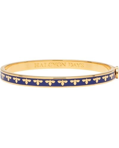 Halcyon Days Gold-plated Bee Bangle - Blue