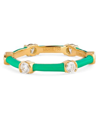 Melissa Kaye Yellow Gold, Turquoise And Diamond Zea Ring - Multicolour