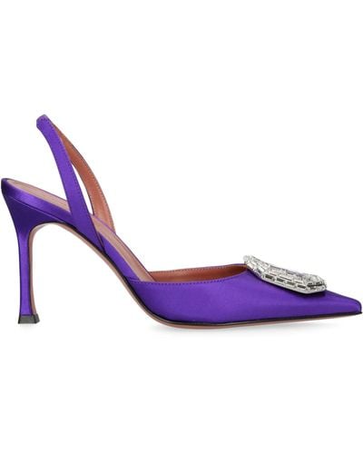 AMINA MUADDI Satin Camelia Slingback Court Shoes 90 - Purple