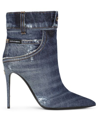 Dolce & Gabbana Denim Ankle Boots 105 - Blue