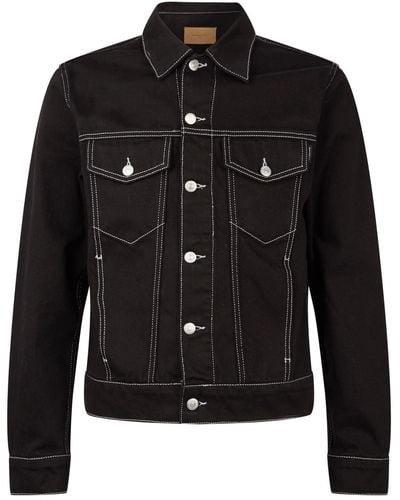 Sandro Contrast Stitch Denim Jacket - Black