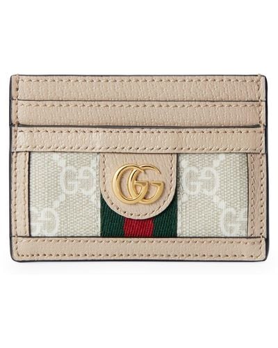 Gucci Leather-Gg Supreme Canvas Ophidia Card Holder - Metallic