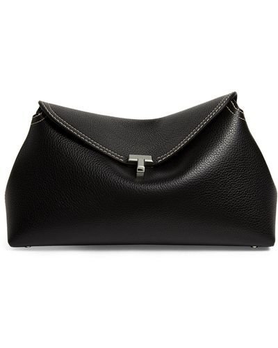 Totême Leather T-lock Clutch Bag - Black