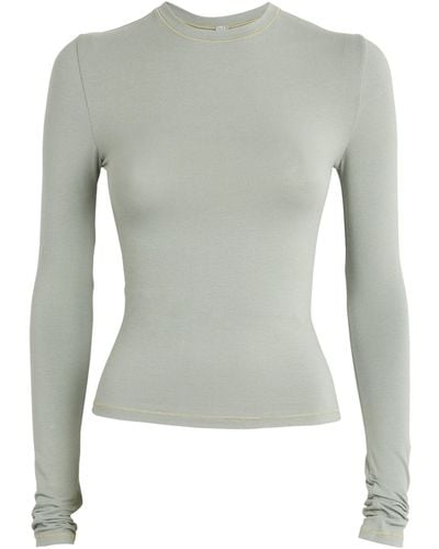 Skims Cotton-blend Long-sleeved T-shirt - Gray