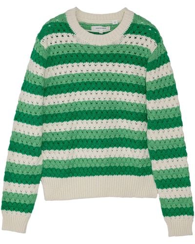 Chinti & Parker Crochet Striped Jumper - Green