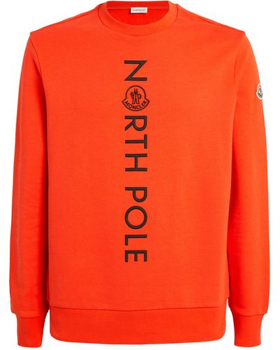 Moncler Embroidered *north Pole* Sweatshirt - Orange