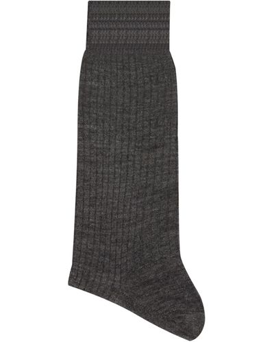 Pantherella Ribbed Merino Wool Socks - Gray