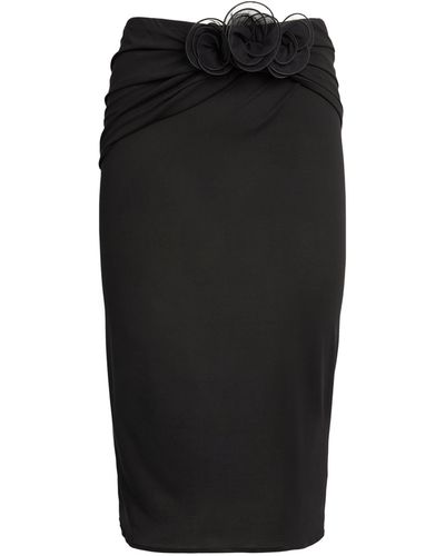 Magda Butrym Floral Appliqué Midi Skirt - Black