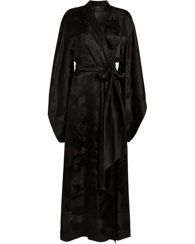 Carine Gilson Silk Kimono Robe - Black