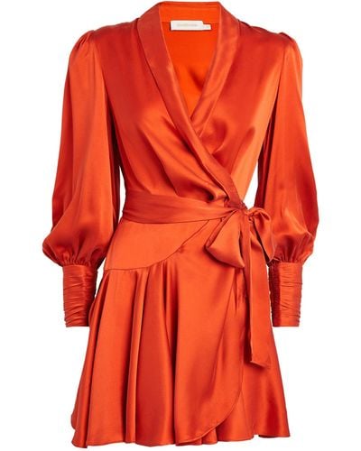 Zimmermann Silk Wrap Midi Dress - Red
