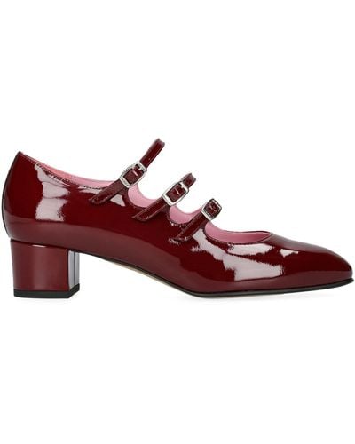 CAREL PARIS Leather Mary Jane Pumps 40 - Red