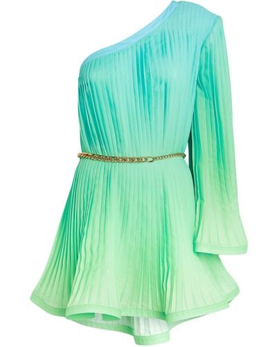ROWEN ROSE Pleated One-shoulder Mini Dress - Green