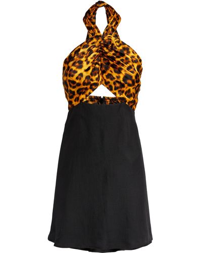 Sandro Leopard Print Mini Dress - Black