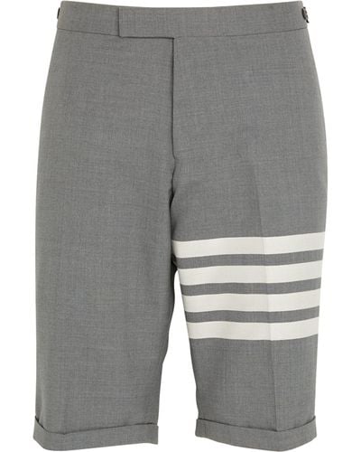 Thom Browne Wool 4-bar Stripe Shorts - Grey