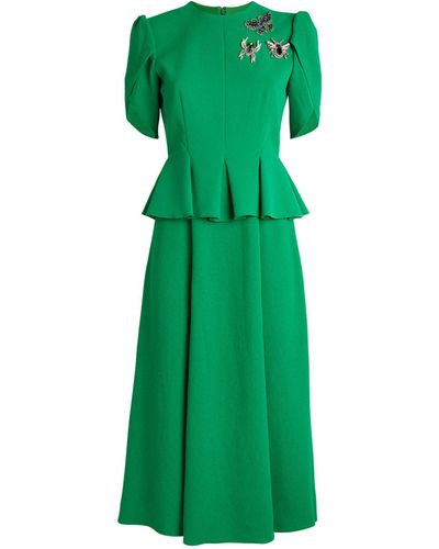 Erdem Embellished Peplum Midi Dress - Green