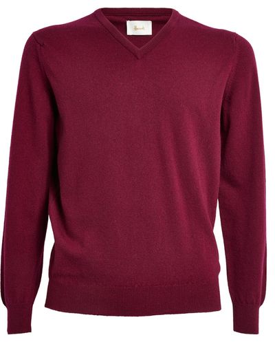 Harrods Cashmere V-neck Sweater - Red
