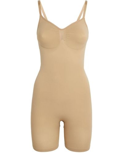 Skims Seamless Sculpt Mid-thigh Bodysuit - Natural