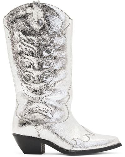 AllSaints Leather Dolly Cowboy Boots 60 - White