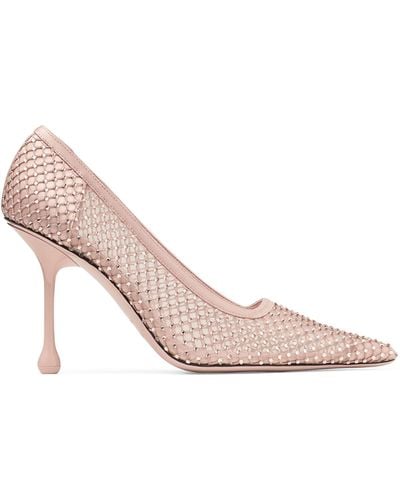 Jimmy Choo Ixia 95 Mesh Crystal-embellished Court Shoes - Pink
